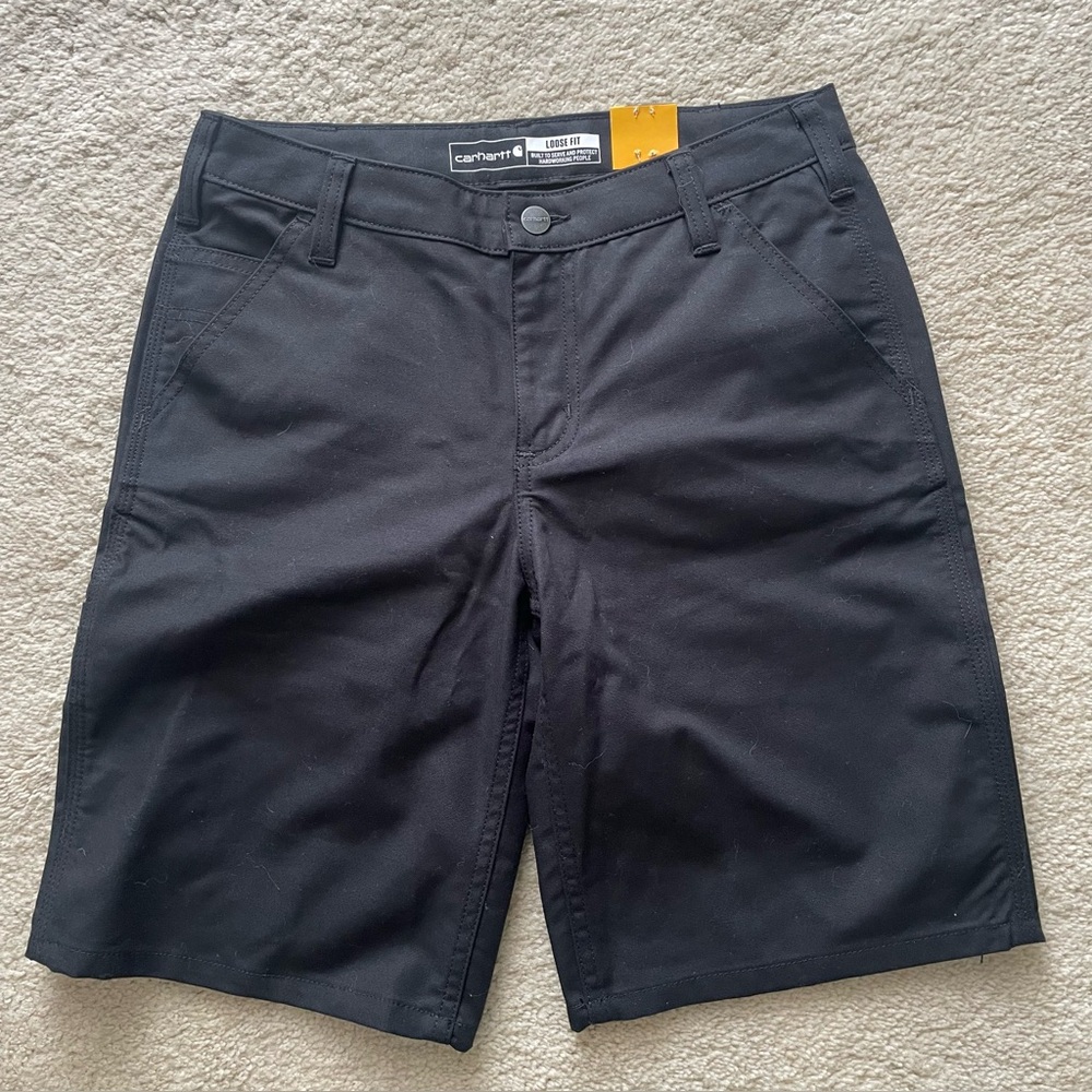 Carhartt NWT Black Loose Fit Black Canvas Women’s Work Shorts Size 4
